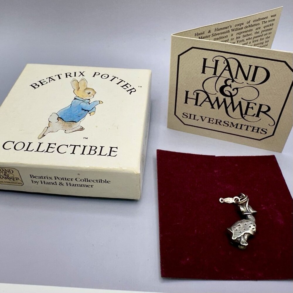 Jemima Puddle Duck Pendant Beatrix Potter Sterling Silver Hand & Hammer Charm